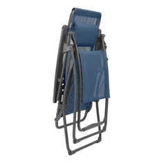 30" Blue and Gray Steel Outdoor Zero Gravity Chair with Blue Cushion - Homeroots