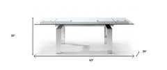 63" Clear and Silver Glass and Stainless Steel Self-Storing Leaf Dining Table - Homeroots