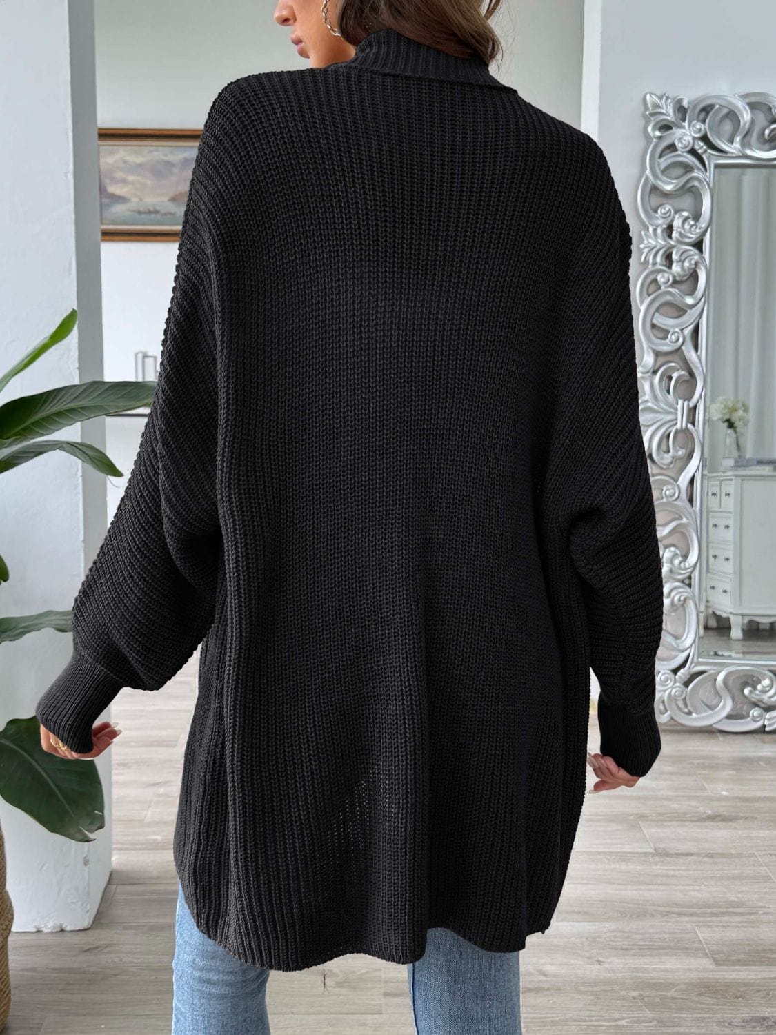 Open Front Long Sleeve Cardigan - Trendsi