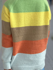 Color Block Round Neck Long Sleeve Sweater - Trendsi