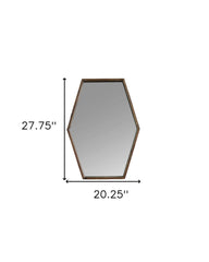 Espejo decorativo con marco hexagonal marrón de 28"