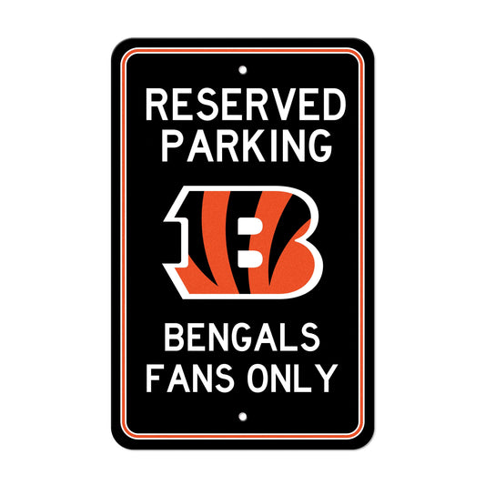 Cincinnati Bengals Team Color Reserved Parking Sign Décor 18in. X 11.5in. Lightweight