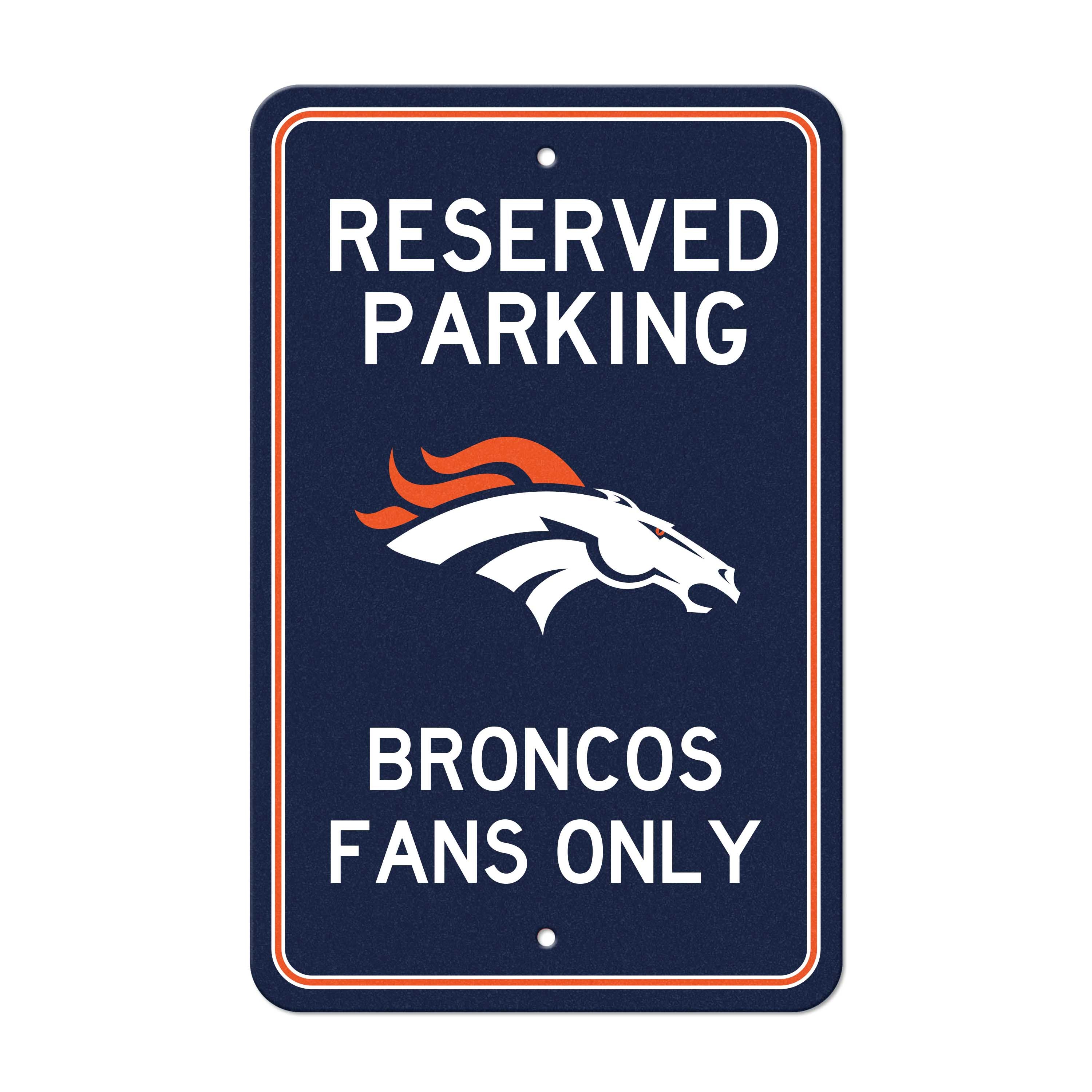 Denver Broncos Team Color Reserved Parking Sign Décor 18in. X 11.5in. Lightweight