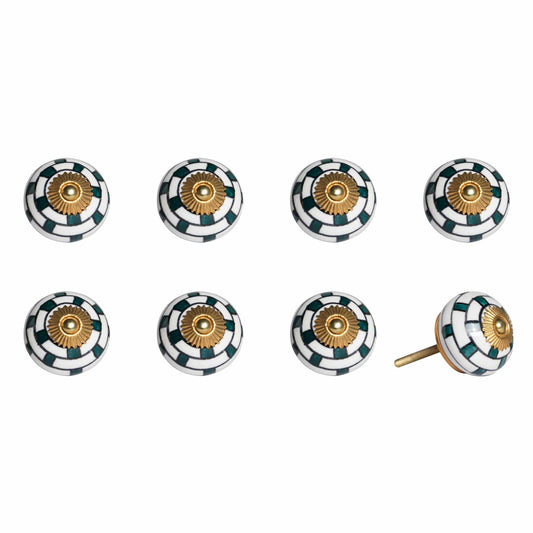 Charming Green And Gold Set Of 8 Knobs - Homeroots