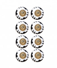 1.5" X 1.5" X 1.5" Black White And Gold  Knobs 8 Pack