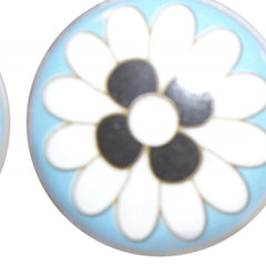 Charming Light Blue And Black Set Of 8 Knobs