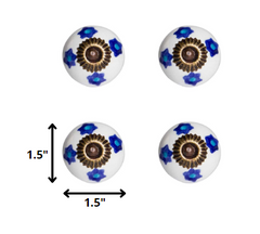 Perillas blancas, azules y turquesas de 1,5 x 1,5 x 1,5 pulgadas, paquete de 12