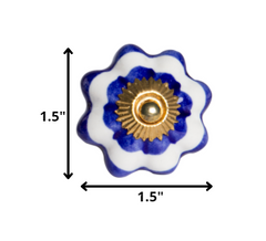 Perillas blancas, azules y doradas de 1,5" x 1,5" x 1,5" (paquete de 12)