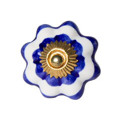 1.5" X 1.5" X 1.5" White Blue And Gold  Knobs 12 Pack