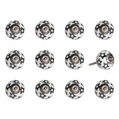 1.5" X 1.5" X 1.5" White Black And Silver  Knobs 12 Pack