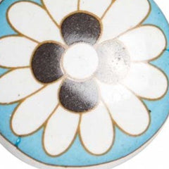 Set Of Twelve White And Sky Blue Floral Ceramic Knobs