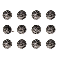 1.5" X 1.5" X 1.5" Black And Chrome  Knobs 12 Pack