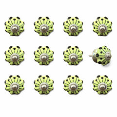 1.5" X 1.5" X 1.5" Yellow Green And Silver  Knobs 12 Pack