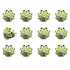 1.5" X 1.5" X 1.5" Yellow Green And Silver  Knobs 12 Pack