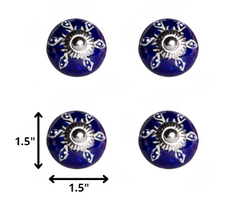 1.5" X 1.5" X 1.5" Hues Of White Navy And Silver  Knobs 8 Pack