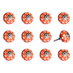 1.5" X 1.5" X 1.5" Orange White And Silver  Knobs 12 Pack