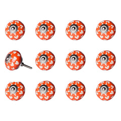 1.5" X 1.5" X 1.5" Orange White And Silver  Knobs 12 Pack