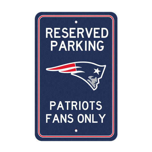 New England Patriots Team Color Reserved Parking Sign Décor 18in. X 11.5in. Lightweight