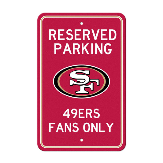 San Francisco 49ers Team Color Reserved Parking Sign Décor 18in. X 11.5in. Lightweight