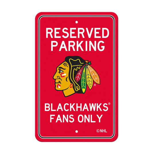 Chicago Blackhawks Team Color Reserved Parking Sign Décor 18in. X 11.5in. Lightweight