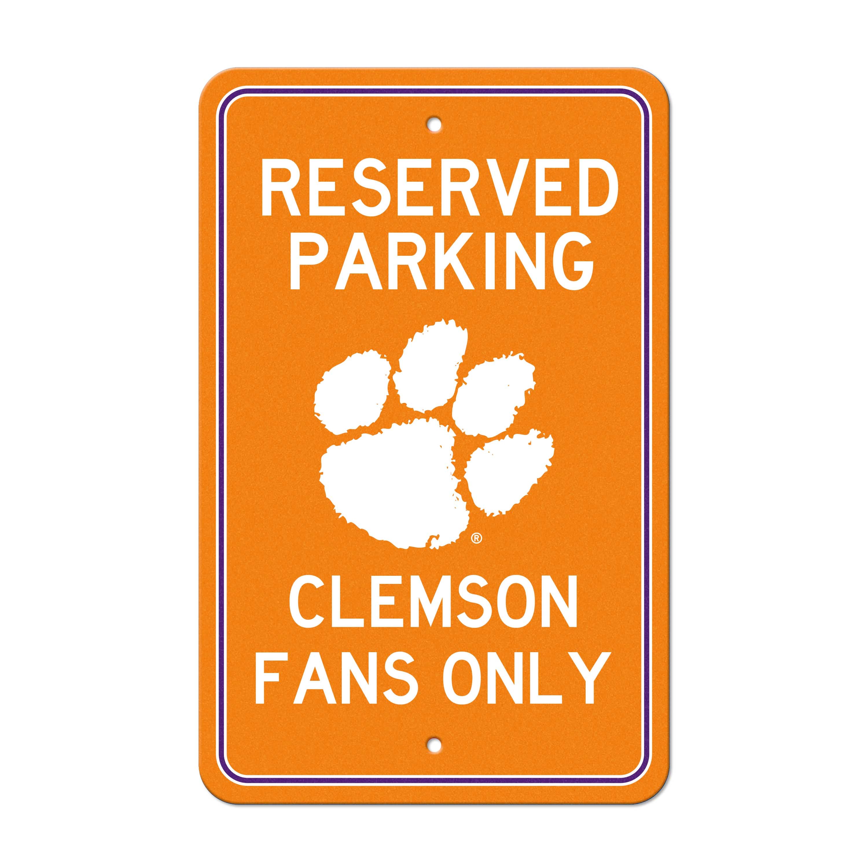 Clemson Tigers Team Color Reserved Parking Sign Décor 18in. X 11.5in. Lightweight - Clemson