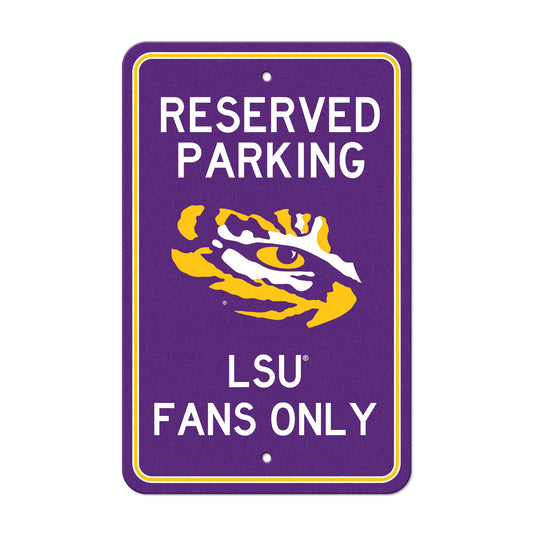 LSU Tigers Team Color Reserved Parking Sign Décor 18in. X 11.5in. Lightweight