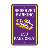 LSU Tigers Team Color Reserved Parking Sign Décor 18in. X 11.5in. Lightweight