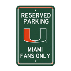 Miami Hurricanes Team Color Reserved Parking Sign Décor 18in. X 11.5in. Lightweight - Miami