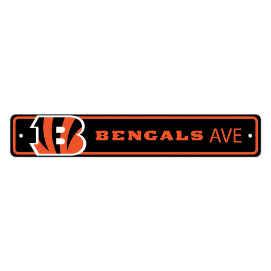 Cincinnati Bengals Team Color Street Sign Décor 4in. X 24in. Lightweight