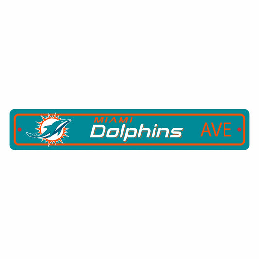 Miami Dolphins Team Color Street Sign Décor 4in. X 24in. Lightweight