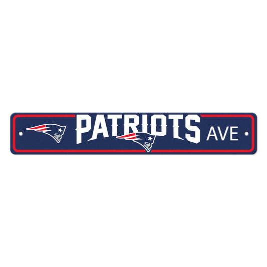 New England Patriots Team Color Street Sign Décor 4in. X 24in. Lightweight - New England Patriots