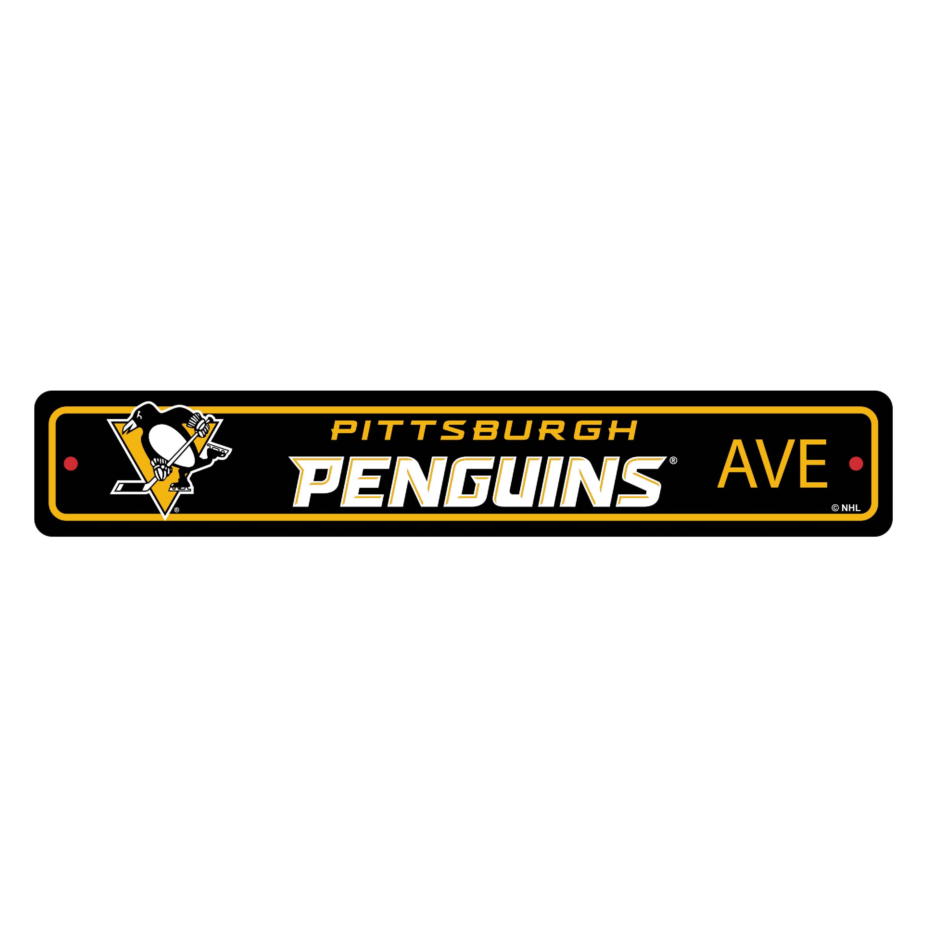 Pittsburgh Penguins Team Color Street Sign Décor 4in. X 24in. Lightweight