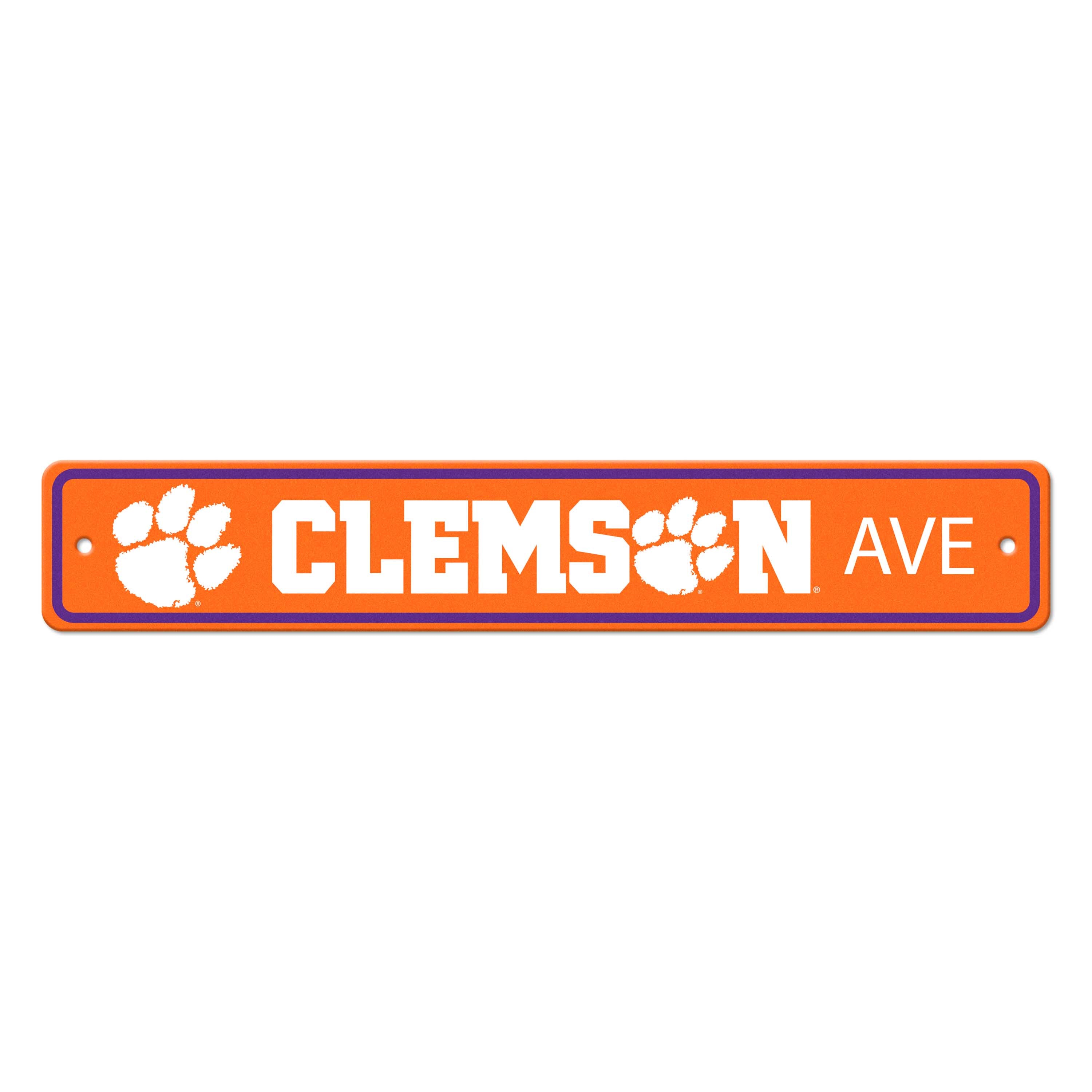 Clemson Tigers Team Color Street Sign Décor 4in. X 24in. Lightweight