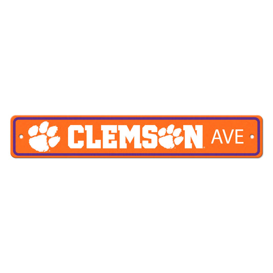 Clemson Tigers Team Color Street Sign Décor 4in. X 24in. Lightweight - Clemson