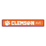 Clemson Tigers Team Color Street Sign Décor 4in. X 24in. Lightweight