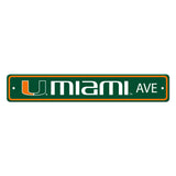 Miami Hurricanes Team Color Street Sign Décor 4in. X 24in. Lightweight