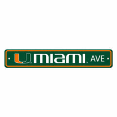 Miami Hurricanes Team Color Street Sign Décor 4in. X 24in. Lightweight