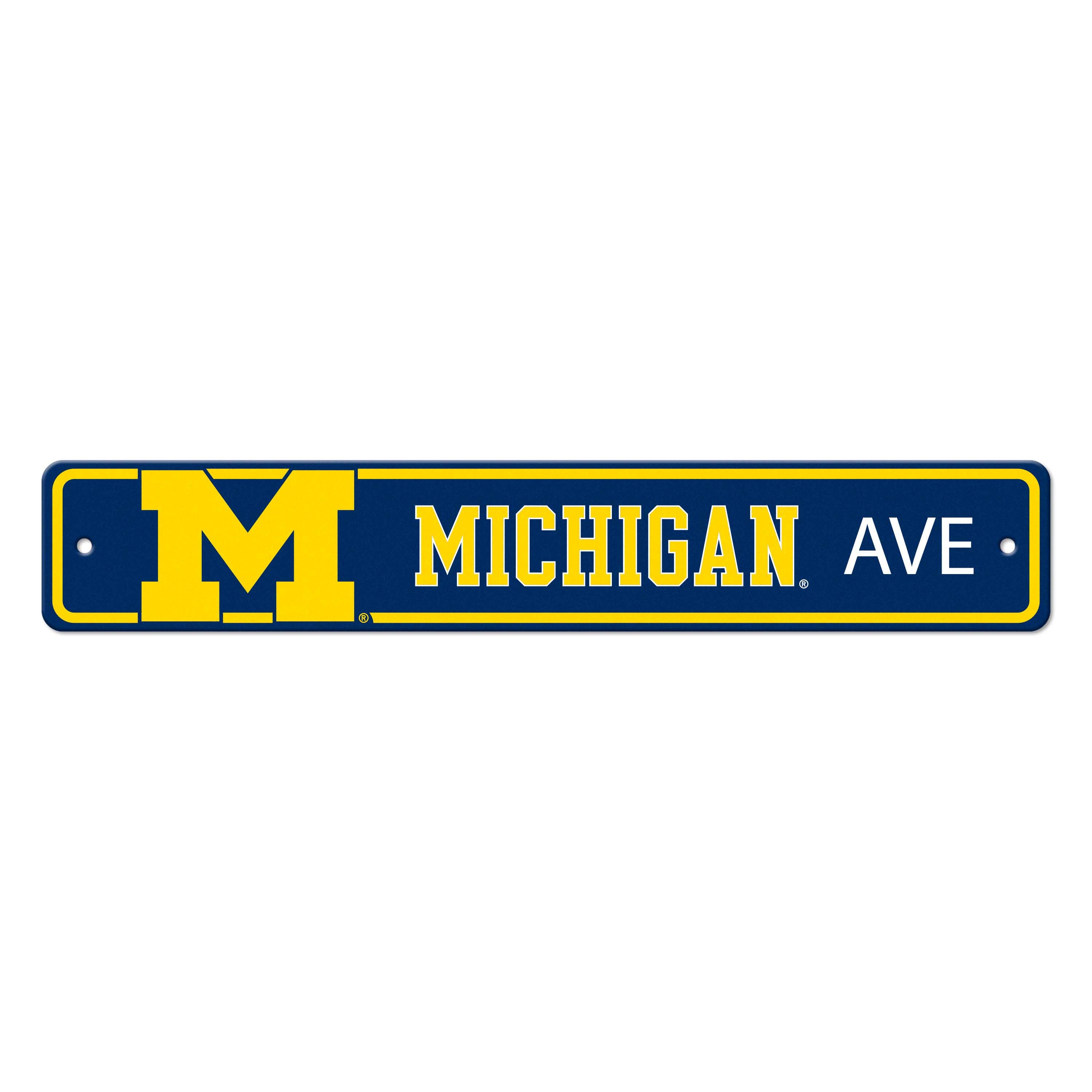 Michigan Wolverines Team Color Street Sign Décor 4in. X 24in. Lightweight