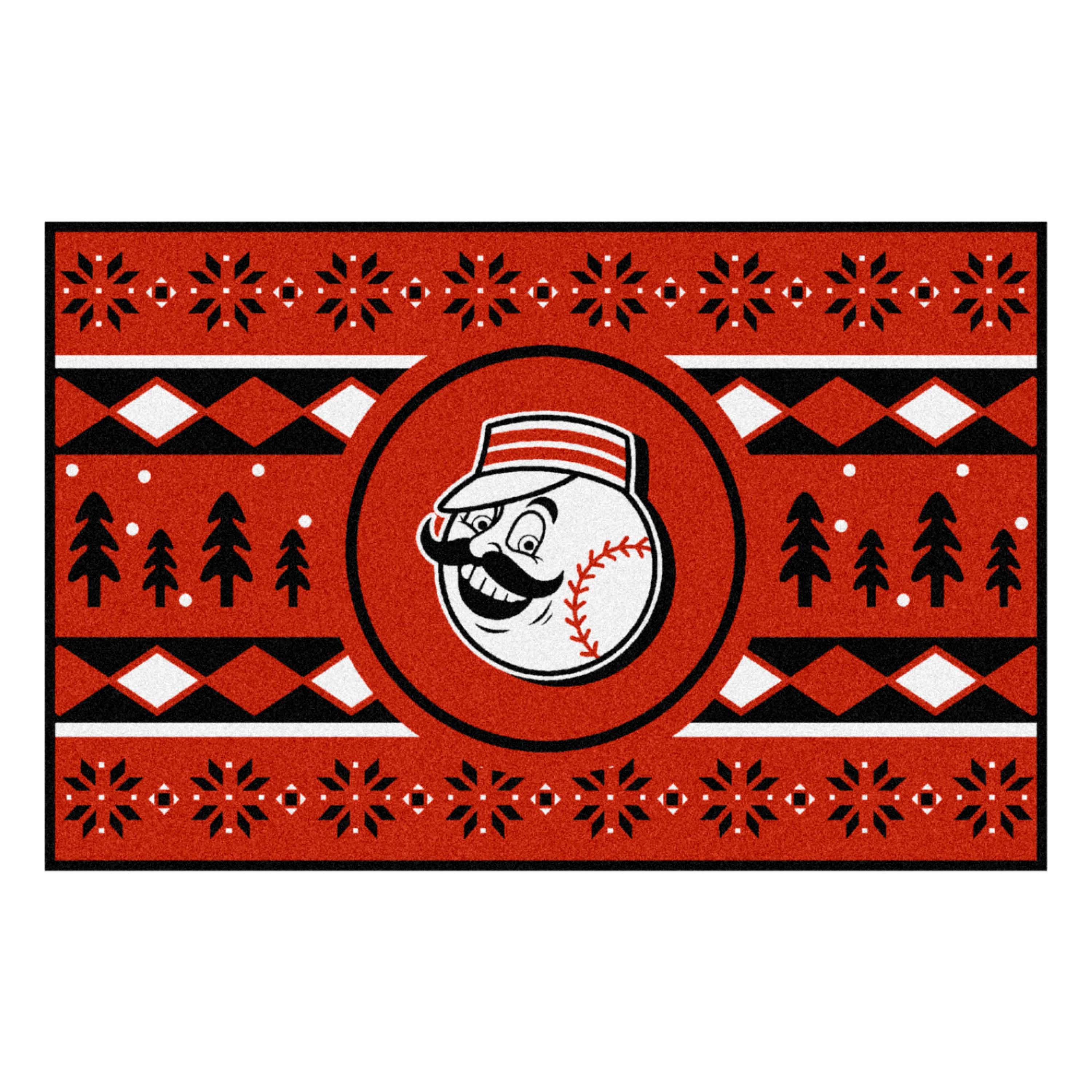 Cincinnati Reds Holiday Sweater Starter Mat Accent Rug - 19in. x 30in.