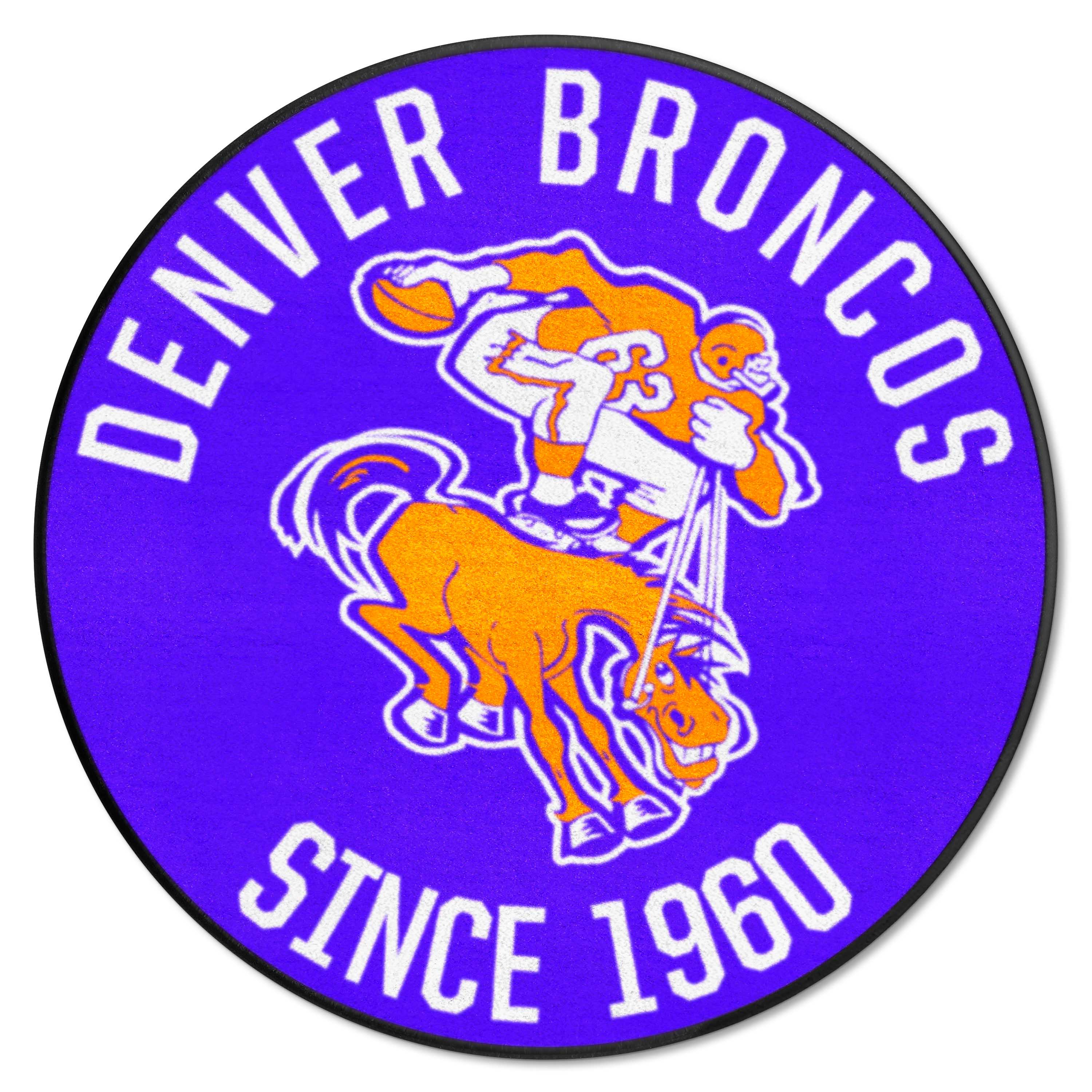 Denver Broncos Roundel Rug - 27in. Diameter, NFL Vintage