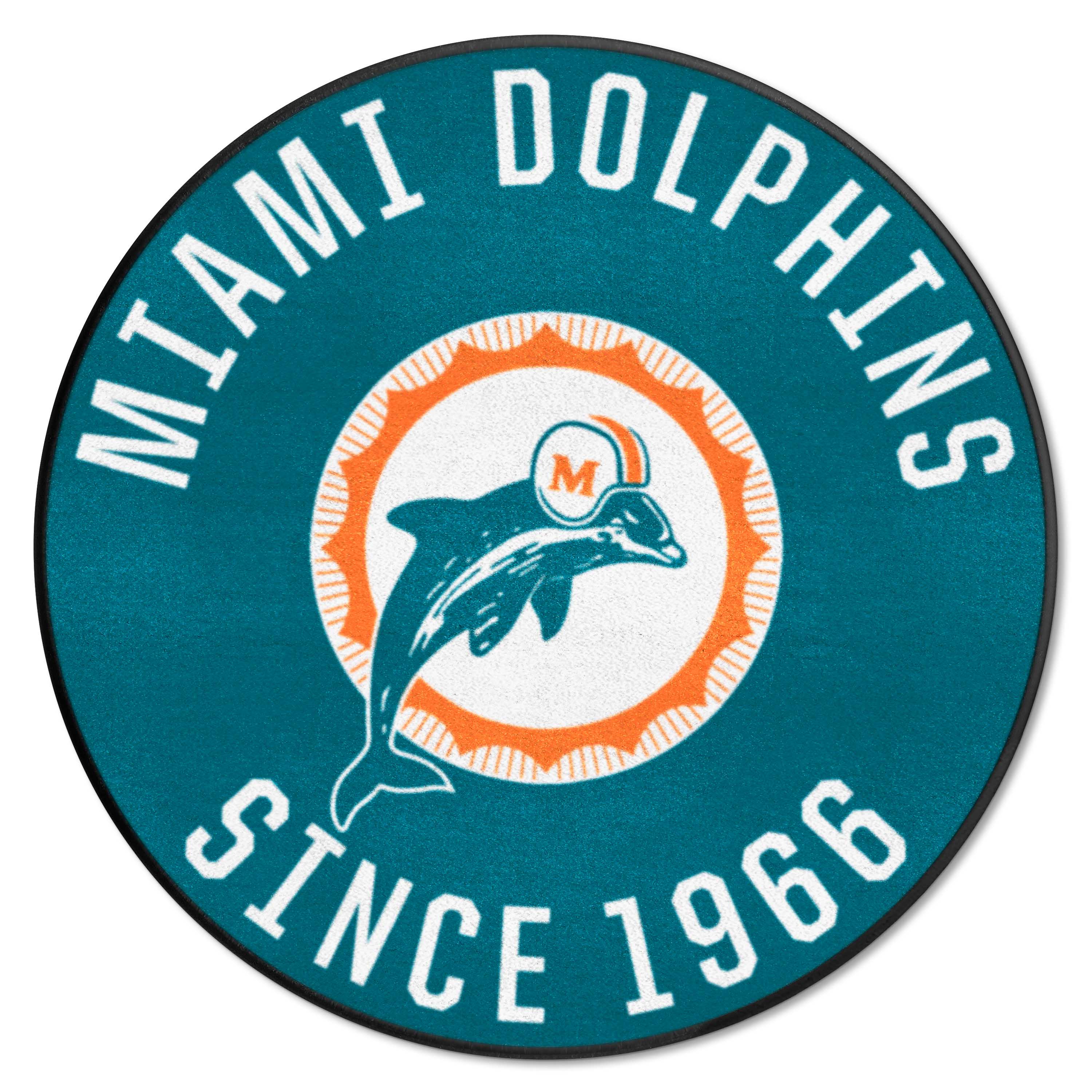 Miami Dolphins Roundel Rug - 27in. Diameter, NFL Vintage