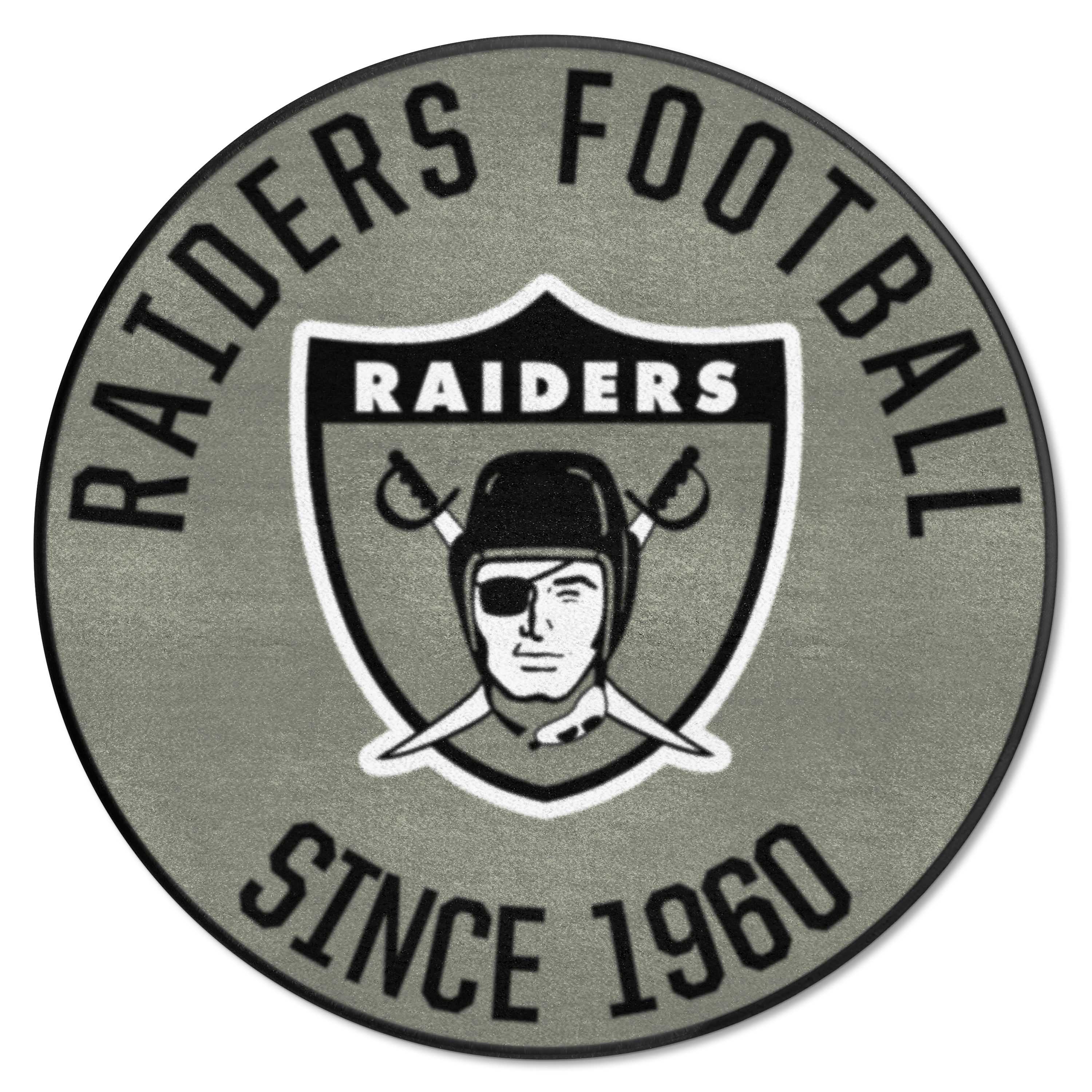 Las Vegas Raiders Roundel Rug - 27in. Diameter, NFL Vintage