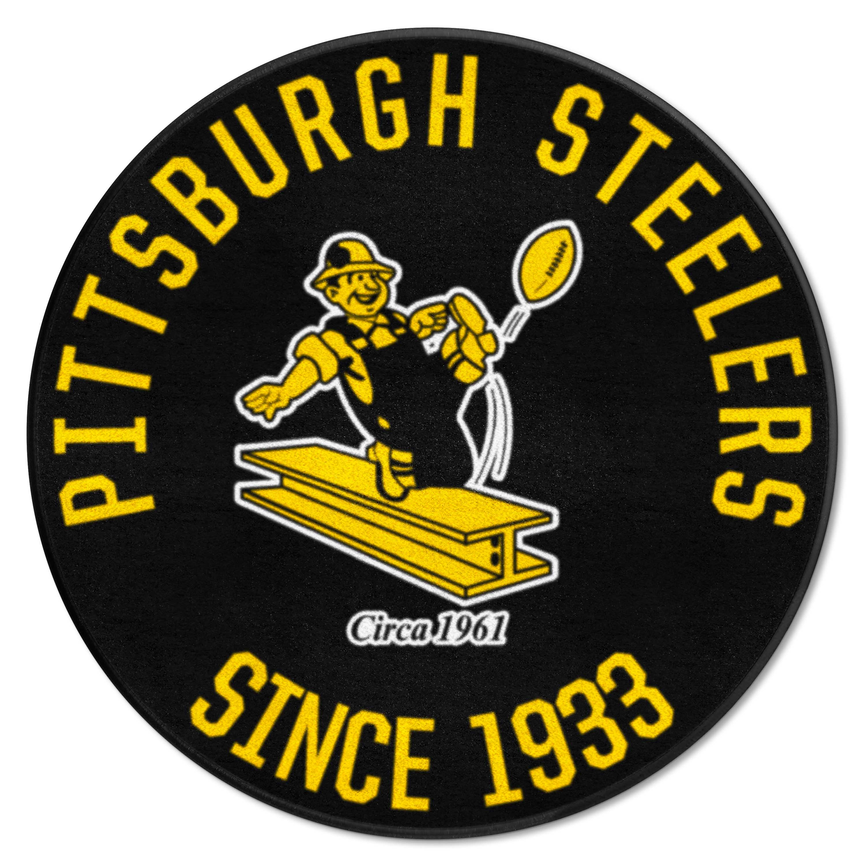 Pittsburgh Steelers Roundel Rug - 27in. Diameter, NFL Vintage