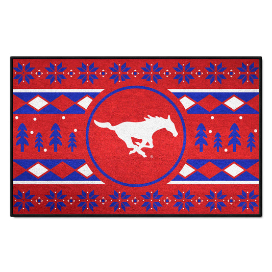 SMU Mustangs Holiday Sweater Starter Mat Accent Rug - 19in. x 30in.