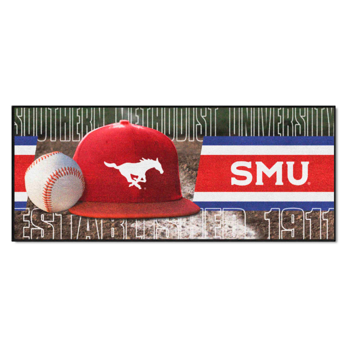 SMU Mustangs Baseball Runner Rug - 30in. x 72in.