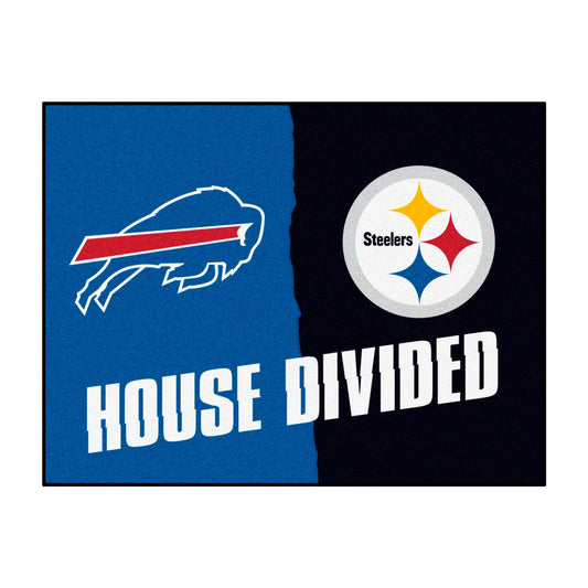 NFL House Divided - Bills / Steelers House Divided Rug - 34 in. x 42.5 in. - NFL House Divided - Bills / Steelers