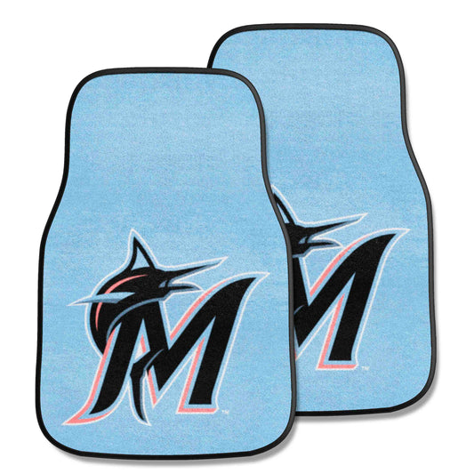 Miami Marlins Front Carpet Car Mat Set - 2 Pieces