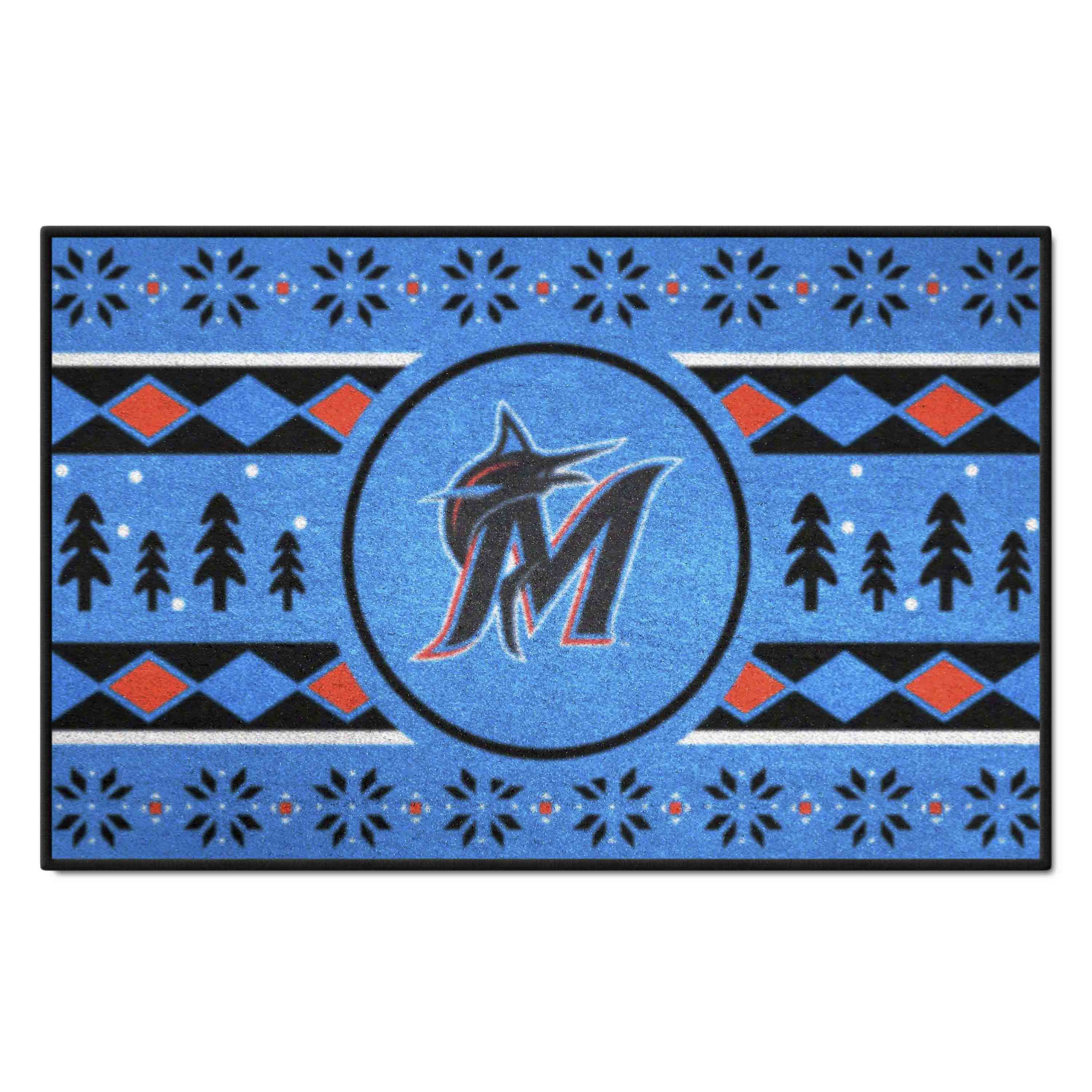 Miami Marlins Holiday Sweater Starter Mat Accent Rug - 19in. x 30in.