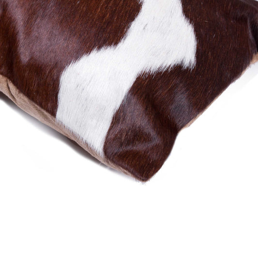 12" X 20" X 5" Chocolate And White Torino Kobe Cowhide  Pillow