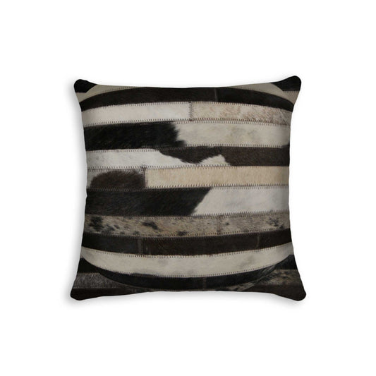 18" Black and White Cowhide Throw Pillow